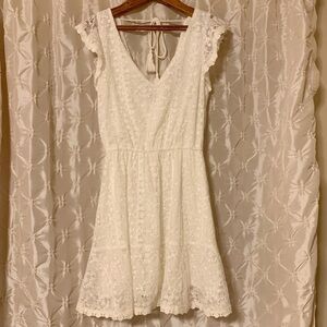 Cupcakes & Cashmere Lace Mini Dress Ivory White V Neck
